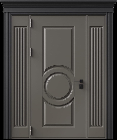 Входная термодверь с металлофиленкой, вставками по бокам, карнизом и порошковым напылением RAL 7022 (тип №1) Входная термодверь с металлофиленкой, вставками по бокам, карнизом и порошковым напылением RAL 7022 (тип №1)